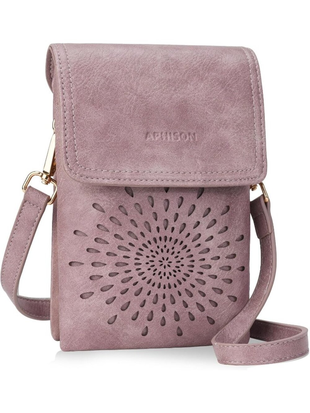 Women's Purple-2 Small Crossbody Bag Leather Phone Purse With Adjustable Strap